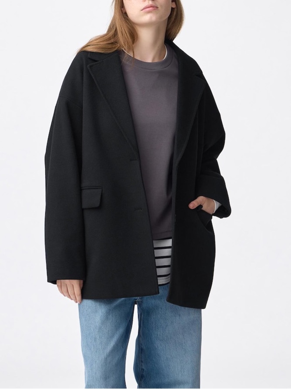 GU cozy melton half coat